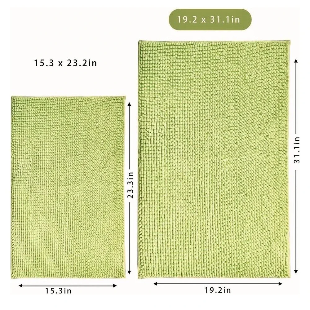 Set of 2 Chenille Bath Mats Non-Slip Microfiber Floor Mat 20